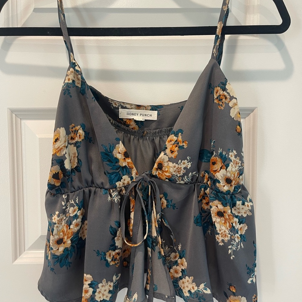 Honey Punch Floral Camisole in Gray and Yellow